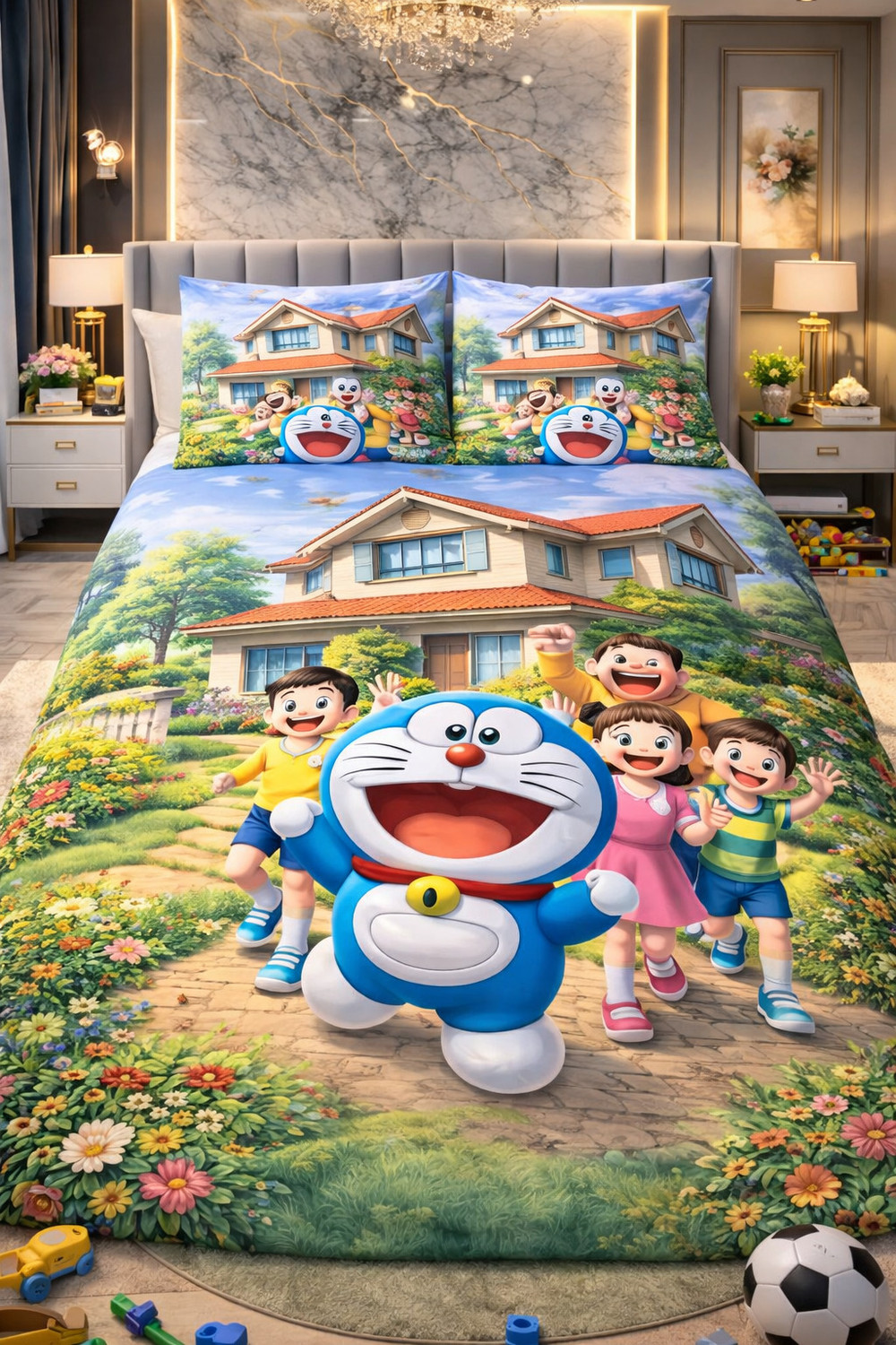 Image of DECORWELL Polycotton King Flat 220 TC Cartoon 1 Bedsheet