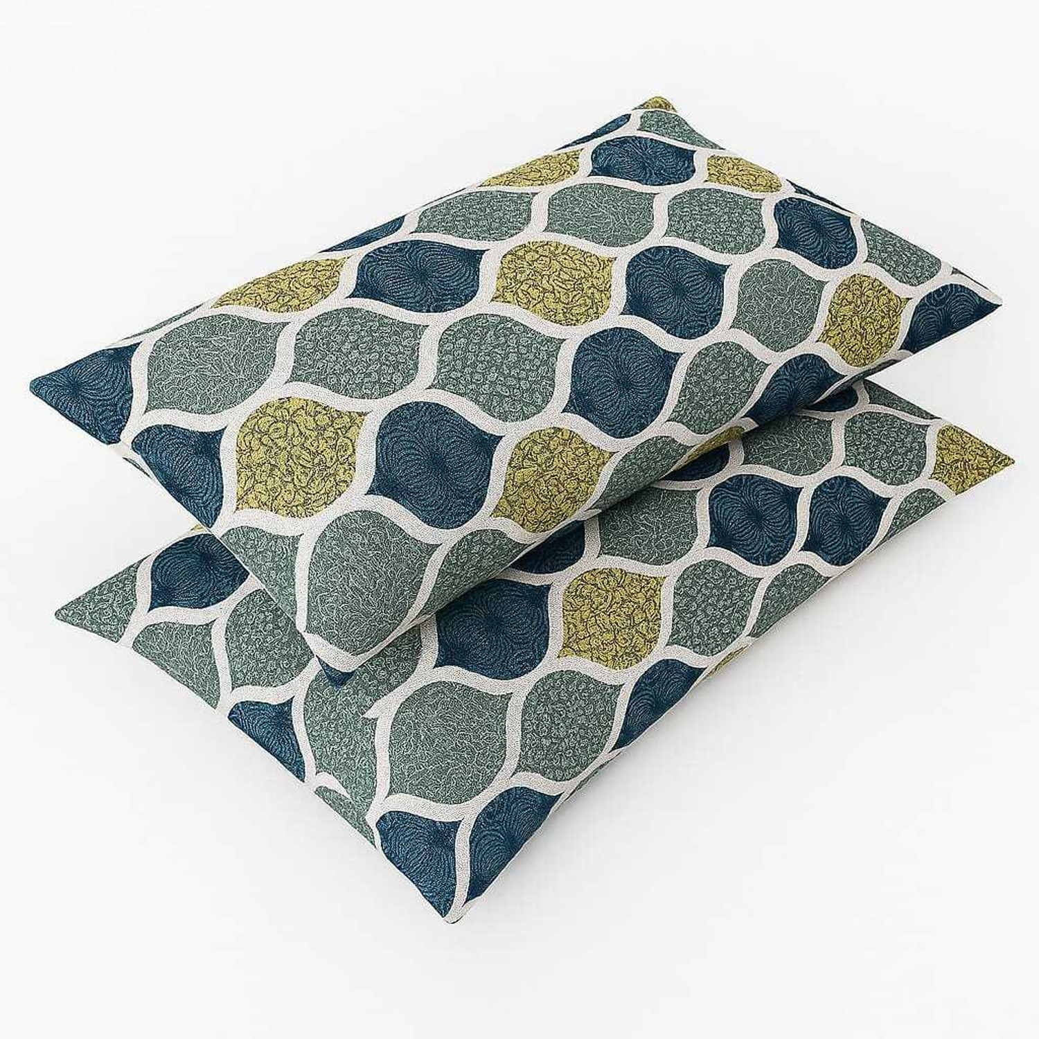 Image of Rumps Woolen Queen Fitted (Elastic) 320 TC Abstract 1 Bedsheet with 2 Pillow Covers