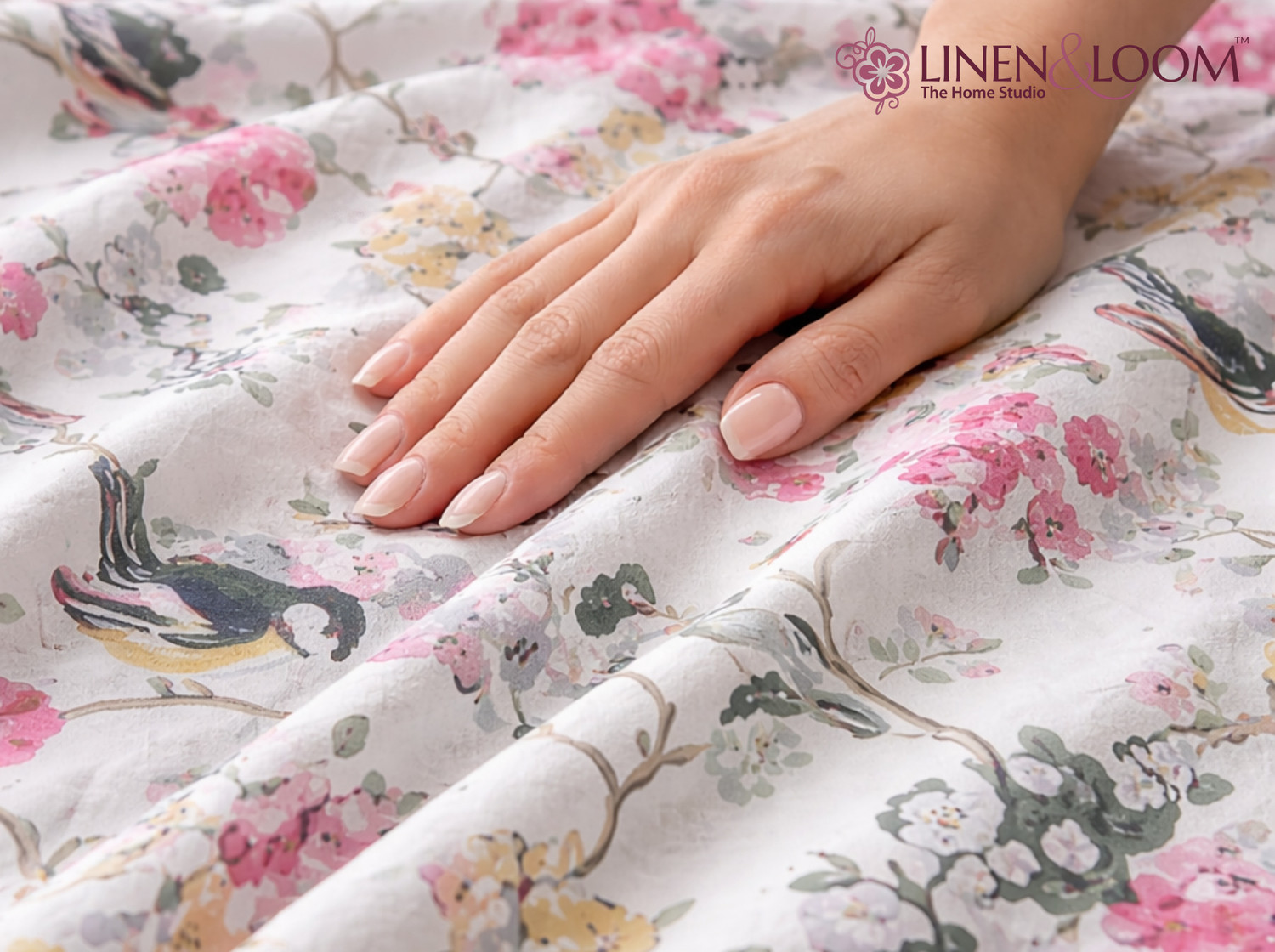 Image of Linen & Loom Cotton King Flat 240 TC Floral 1 Bedsheet