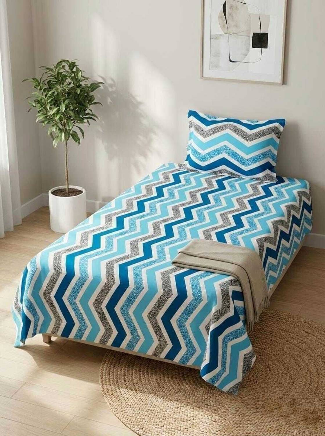 NARWAL'S COLLECTION Polycotton Single Flat 180 TC Striped 1 Bedsh