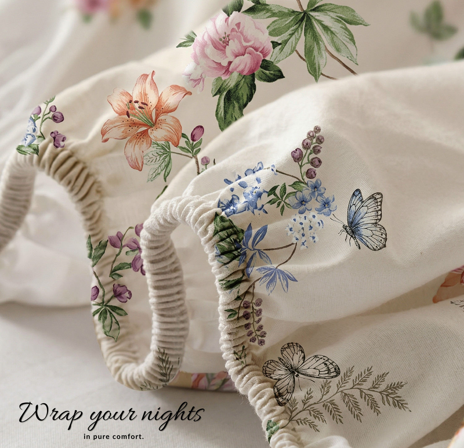 Image of SANMARINO Cotton Super King Fitted (Elastic) 220 TC Printed 1 Bedsheet with 2 Pillow Covers
