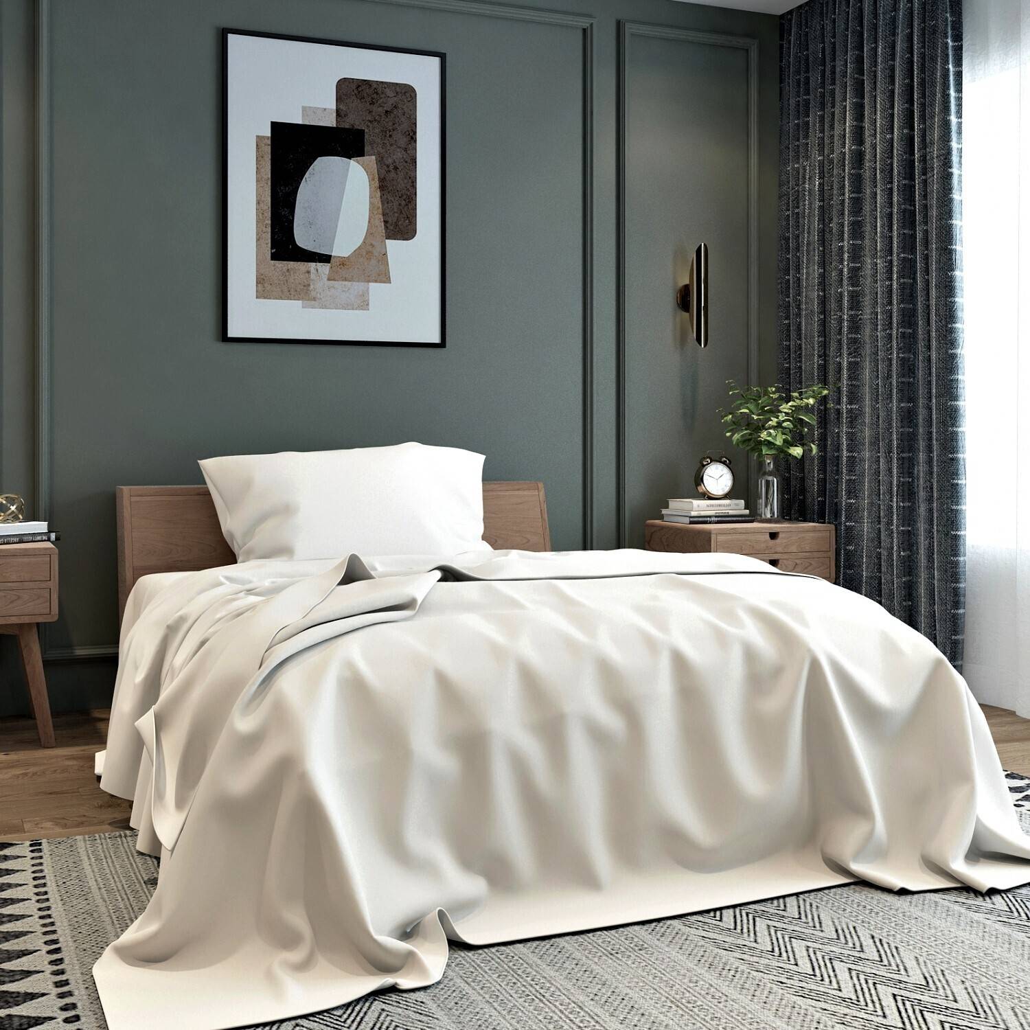 BELVOSTUM Microfiber Single Flat 280 TC Solid 1 Bedsheet with 2 Pillow Covers