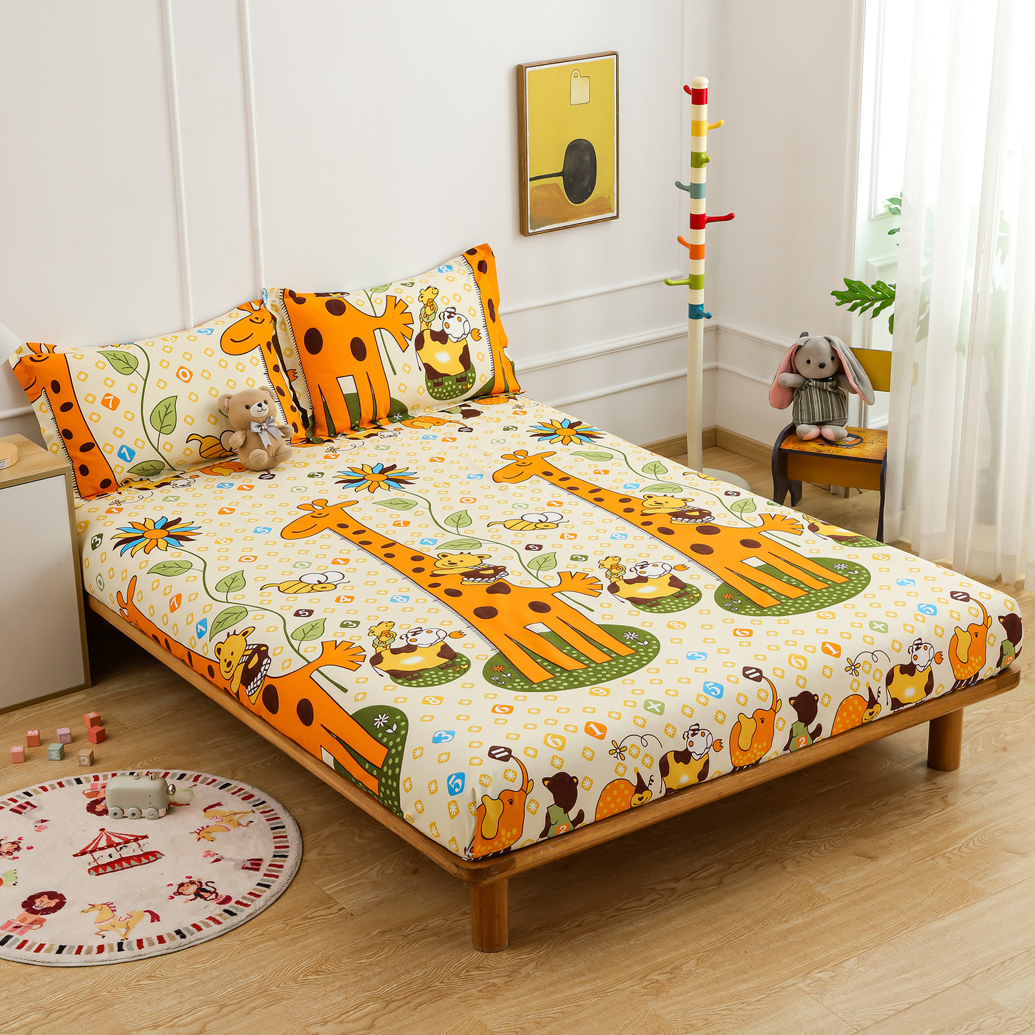 Image of Story@home Microfiber Double Flat 180 TC Printed 1 Summer Bedsheet with 2 Pillow Covers