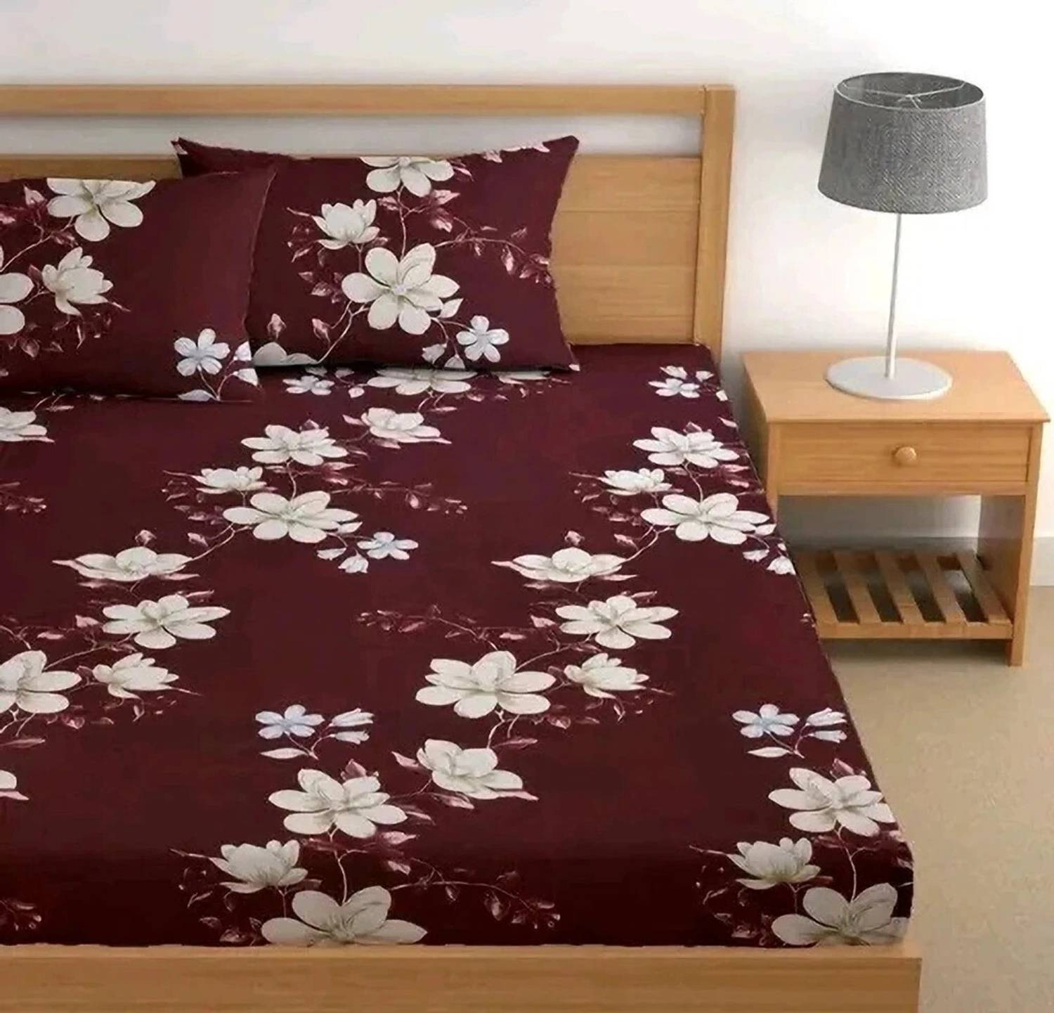 Decent Home Cotton Queen Fitted (Elastic) 240 TC Floral 1 Bedshee