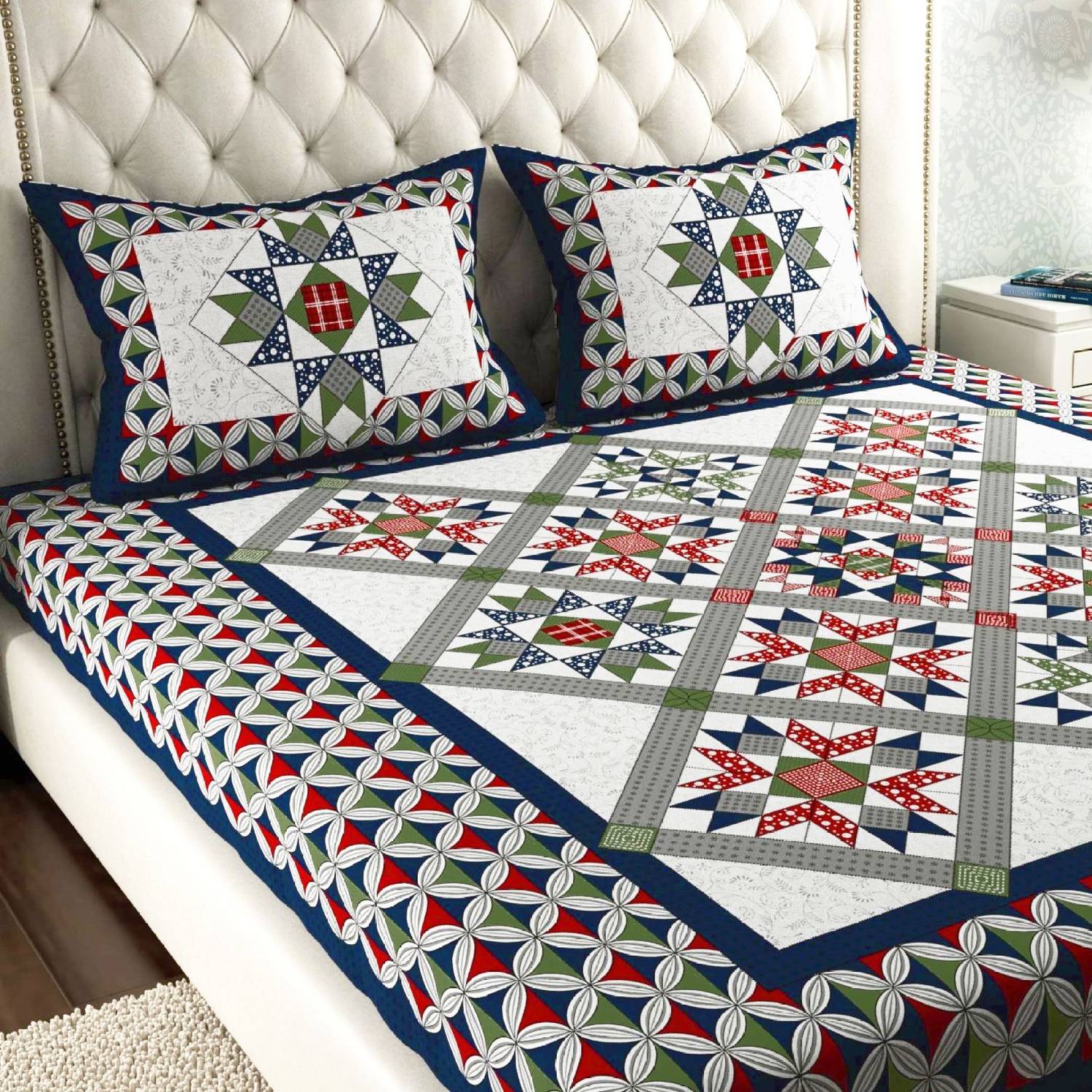 VNV Creation Cotton Double Flat 144 TC Jaipuri Prints 1 Bedsheet
