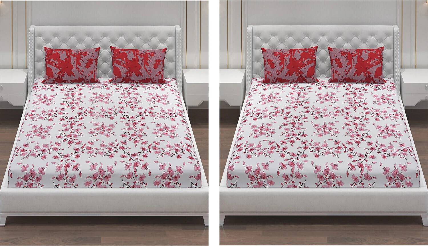 Moca by Monte Carlo Cotton Double Flat 104 TC Printed 2 Bedsheets