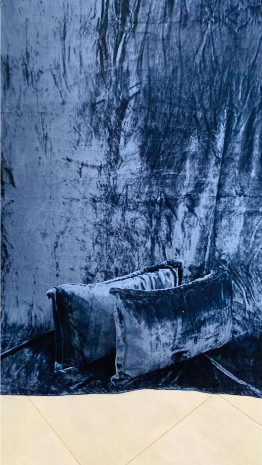 24x7 Home Store Velvet Super King Flat 240 TC Self Design 1 Bedsheet with 2 Pillow Covers