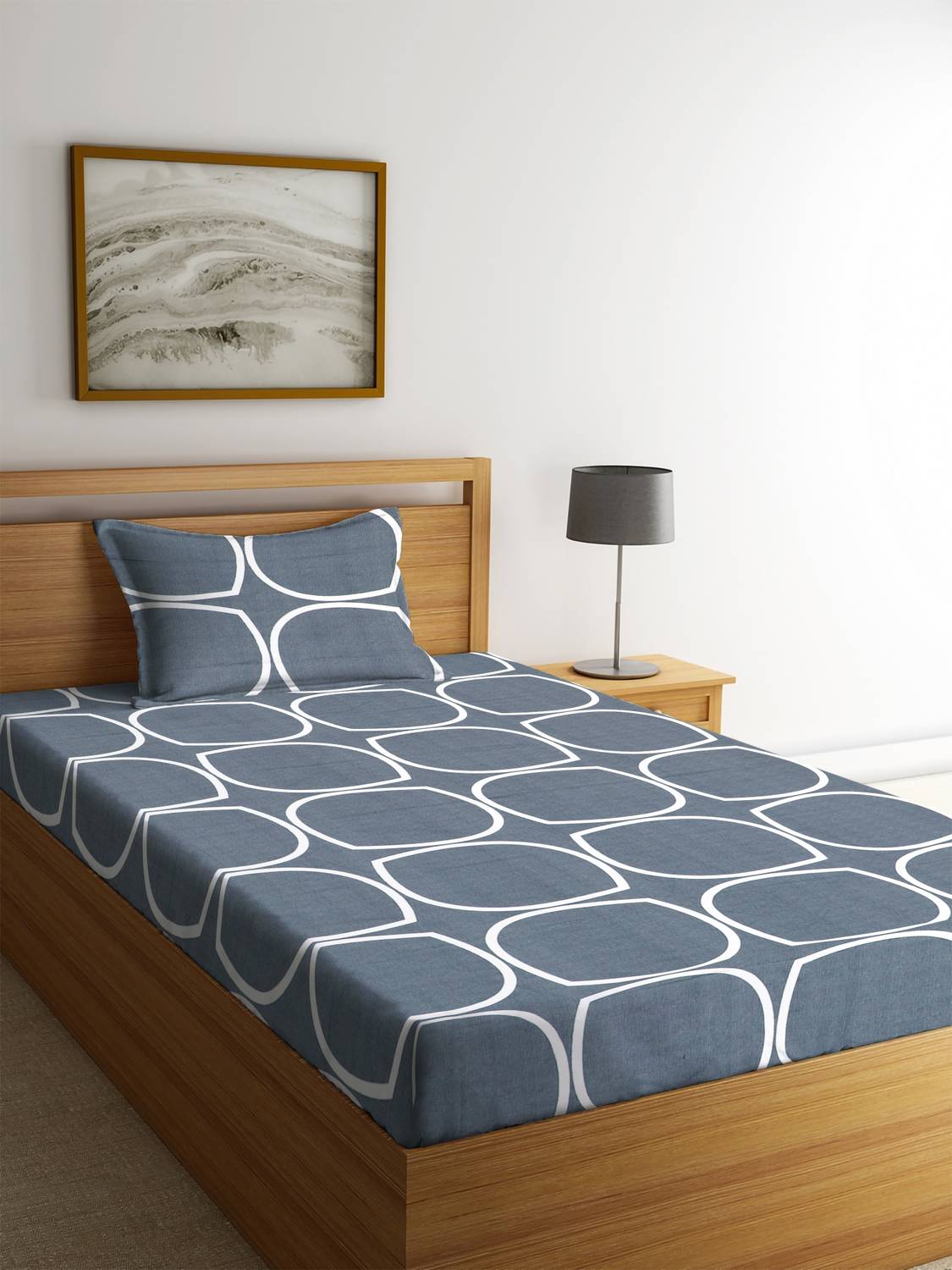 BeddingZone Cotton Single Flat 300 TC Floral 1 Bedsheet with 2 Pillow Covers