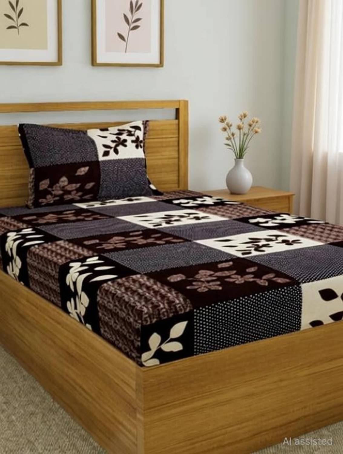 Fashion Microfiber Single Bedsheet 120 TC Floral - Image 2