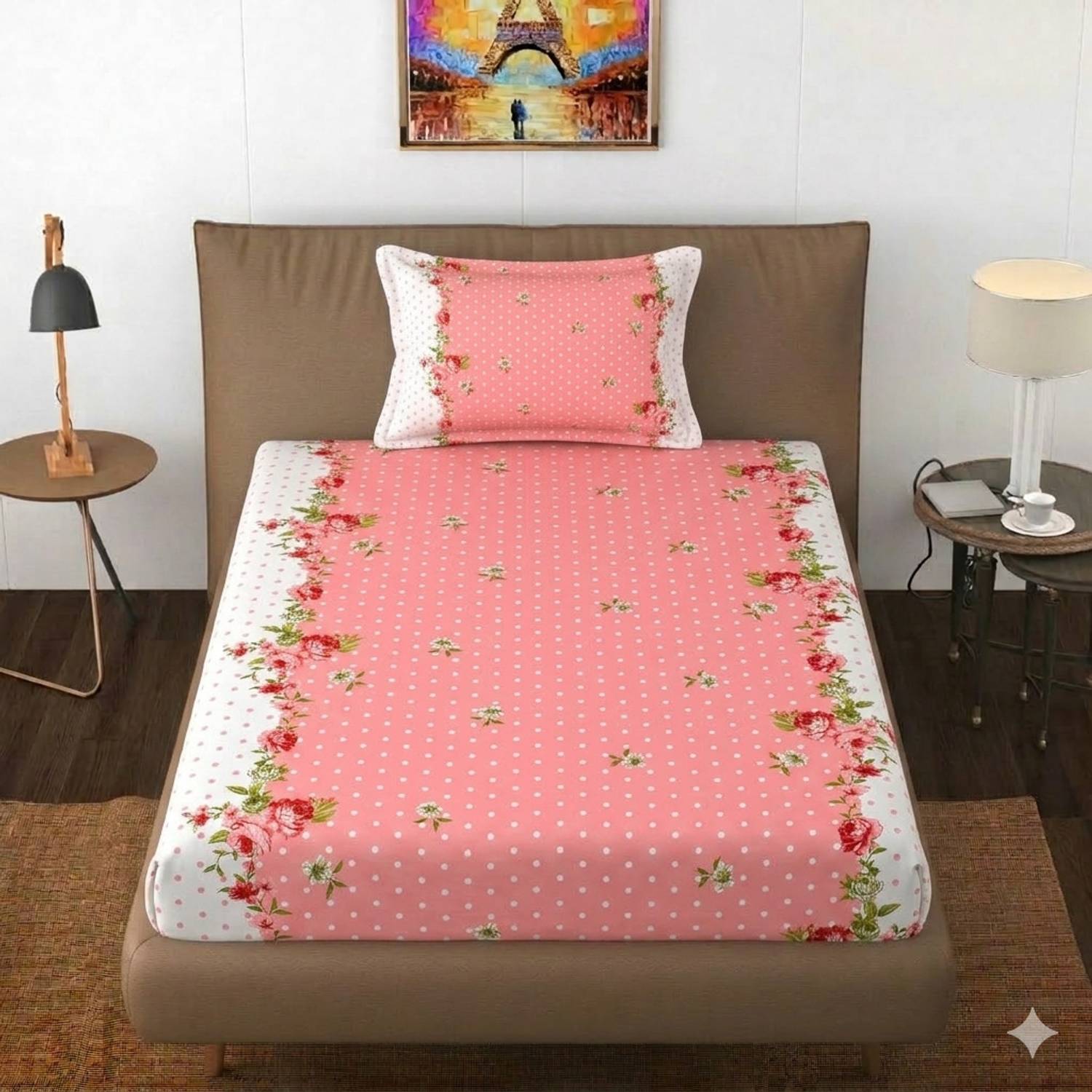 BLUEDOT Cotton Single Flat 160 TC Floral 1 Summer Bedsheet