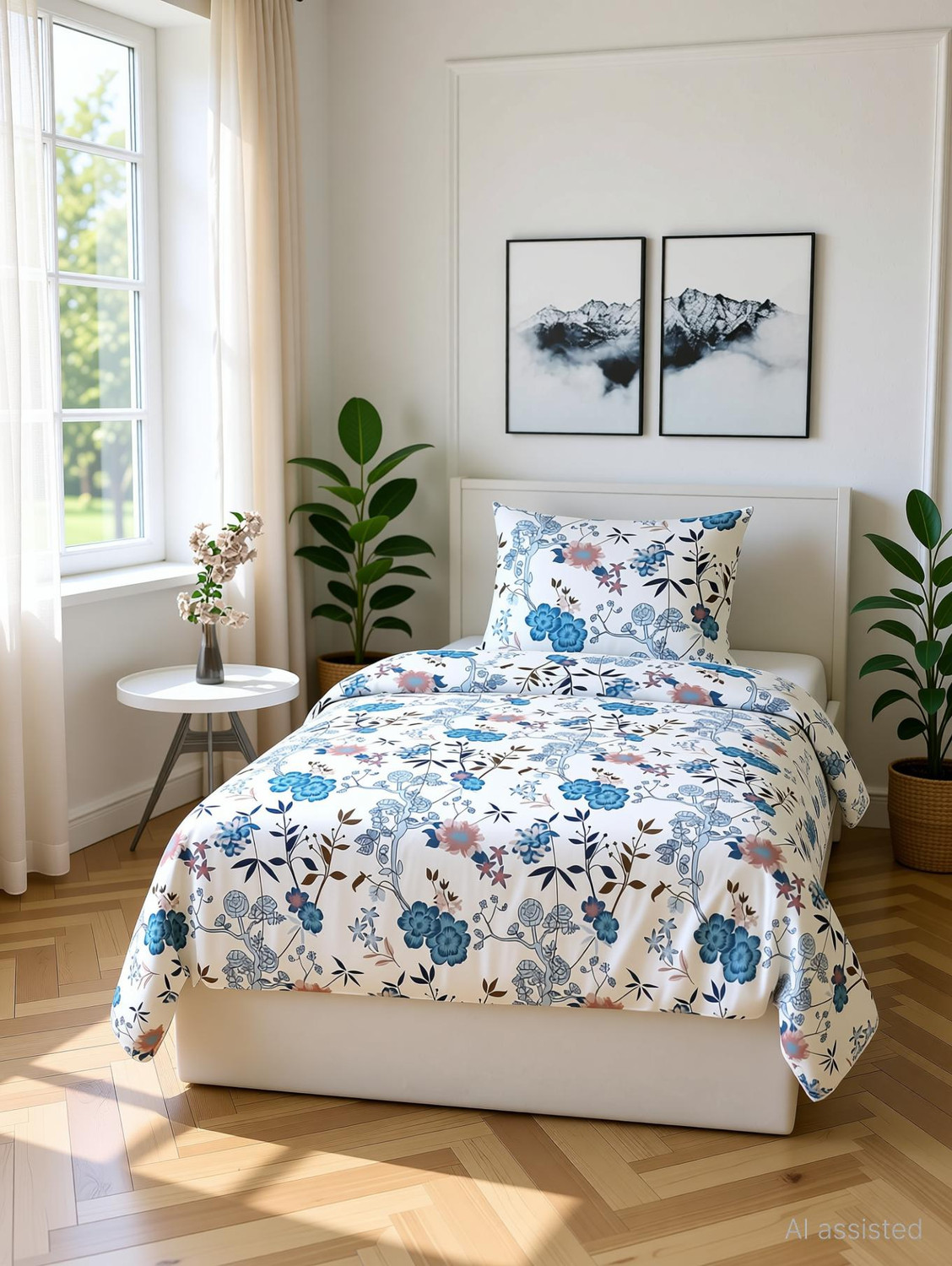 Image of LUMORA NEST Cotton Single Flat 300 TC Checkered 1 Bedsheet