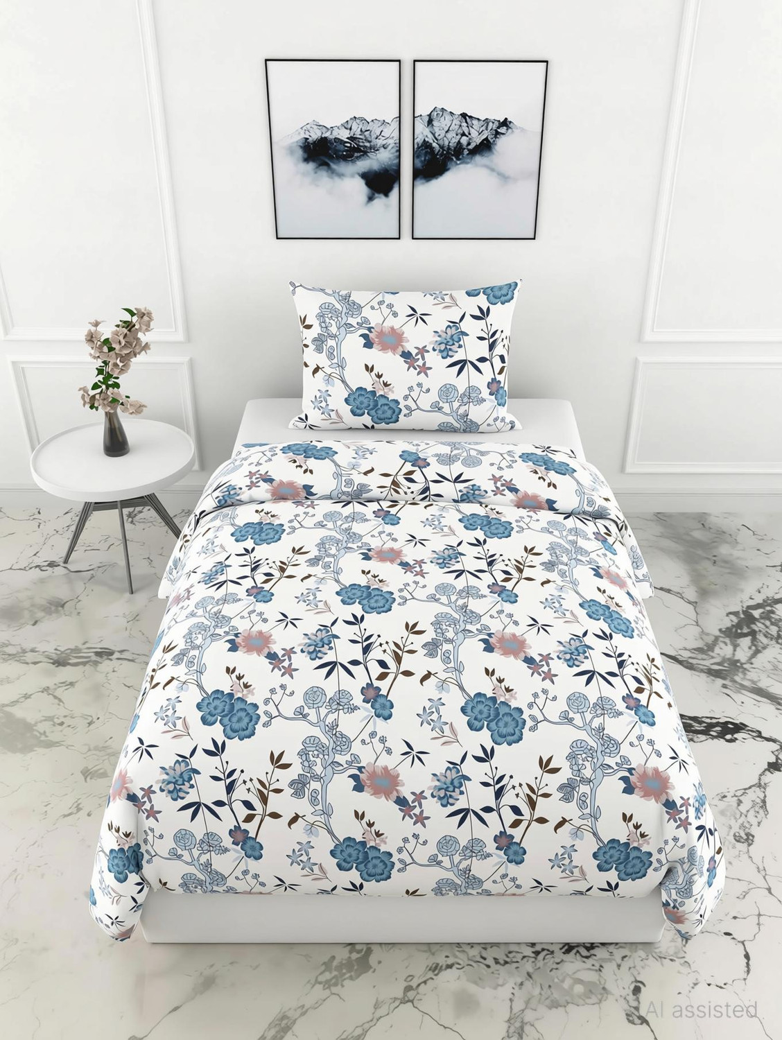Image of LUMORA NEST Cotton Single Flat 300 TC Checkered 1 Bedsheet