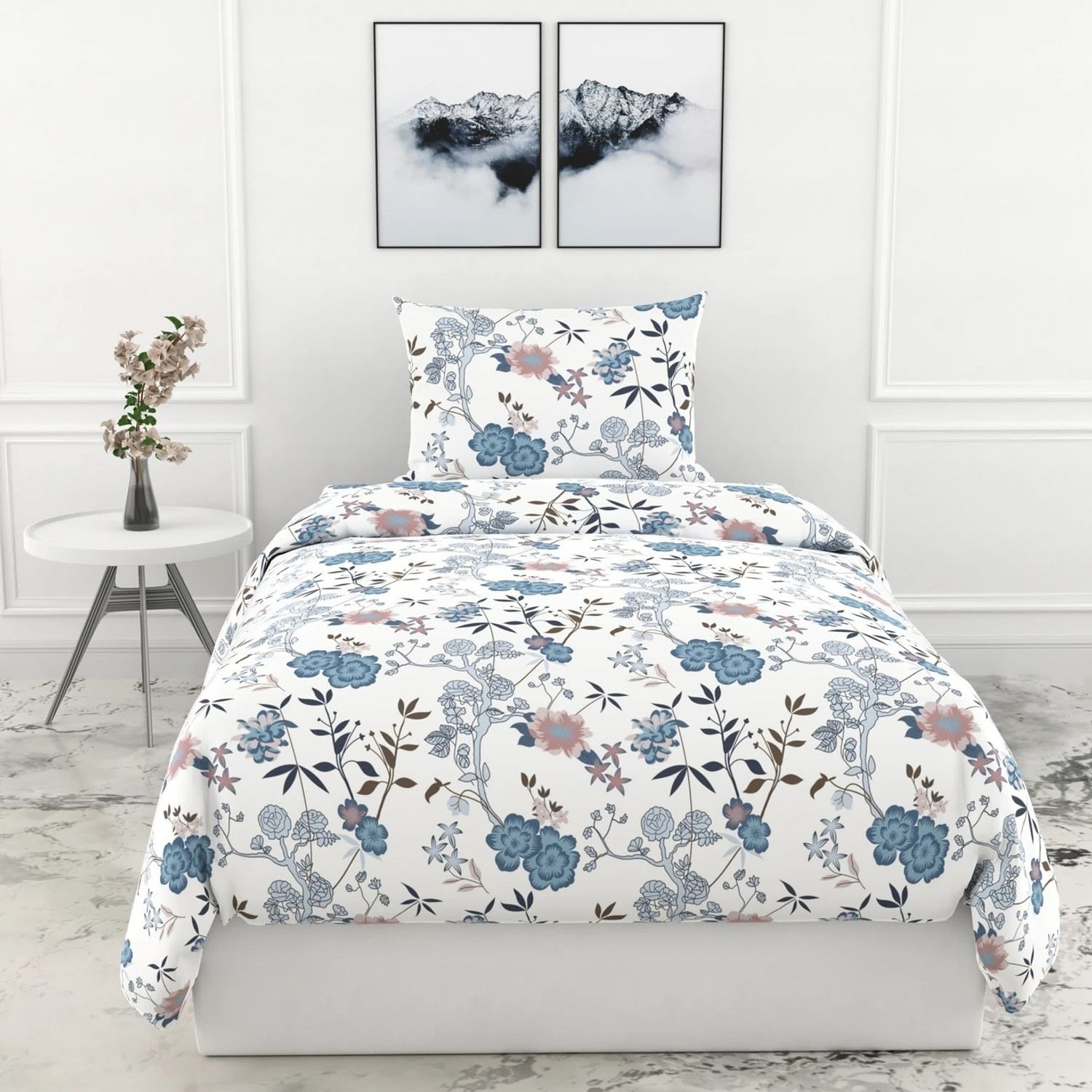 Image of LUMORA NEST Cotton Single Flat 300 TC Checkered 1 Bedsheet