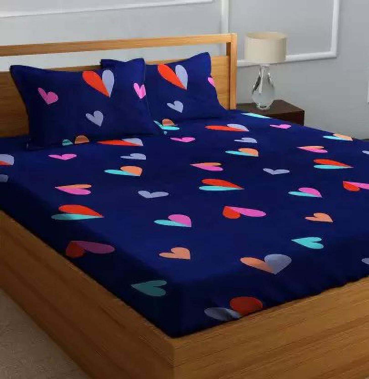 HAVRON Cotton Double Flat 240 TC Printed 1 Bedsheet with 2 Pillow