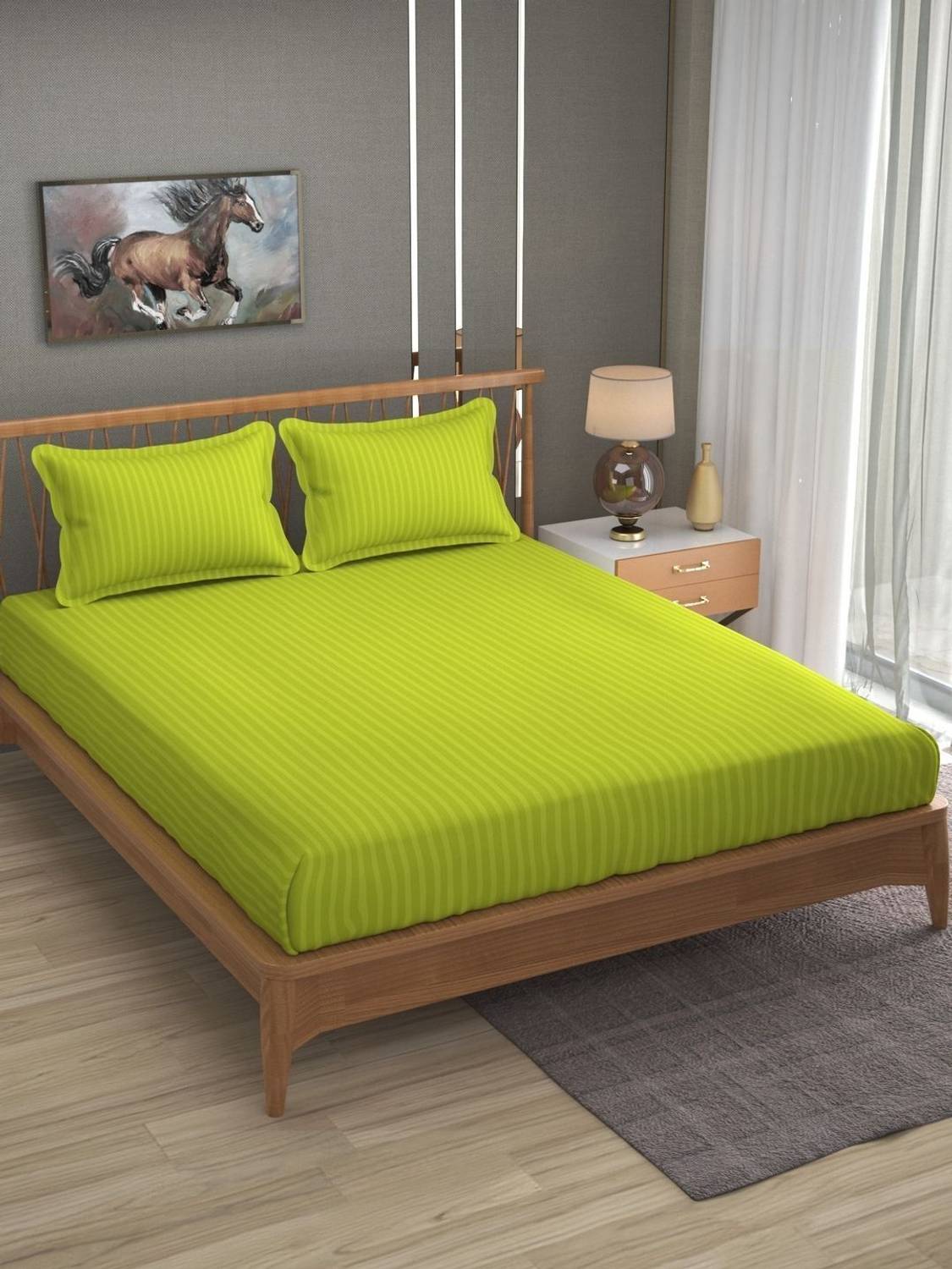 BELVOSTUM Microfiber Double Flat 280 TC Solid 1 Bedsheet with 2 P