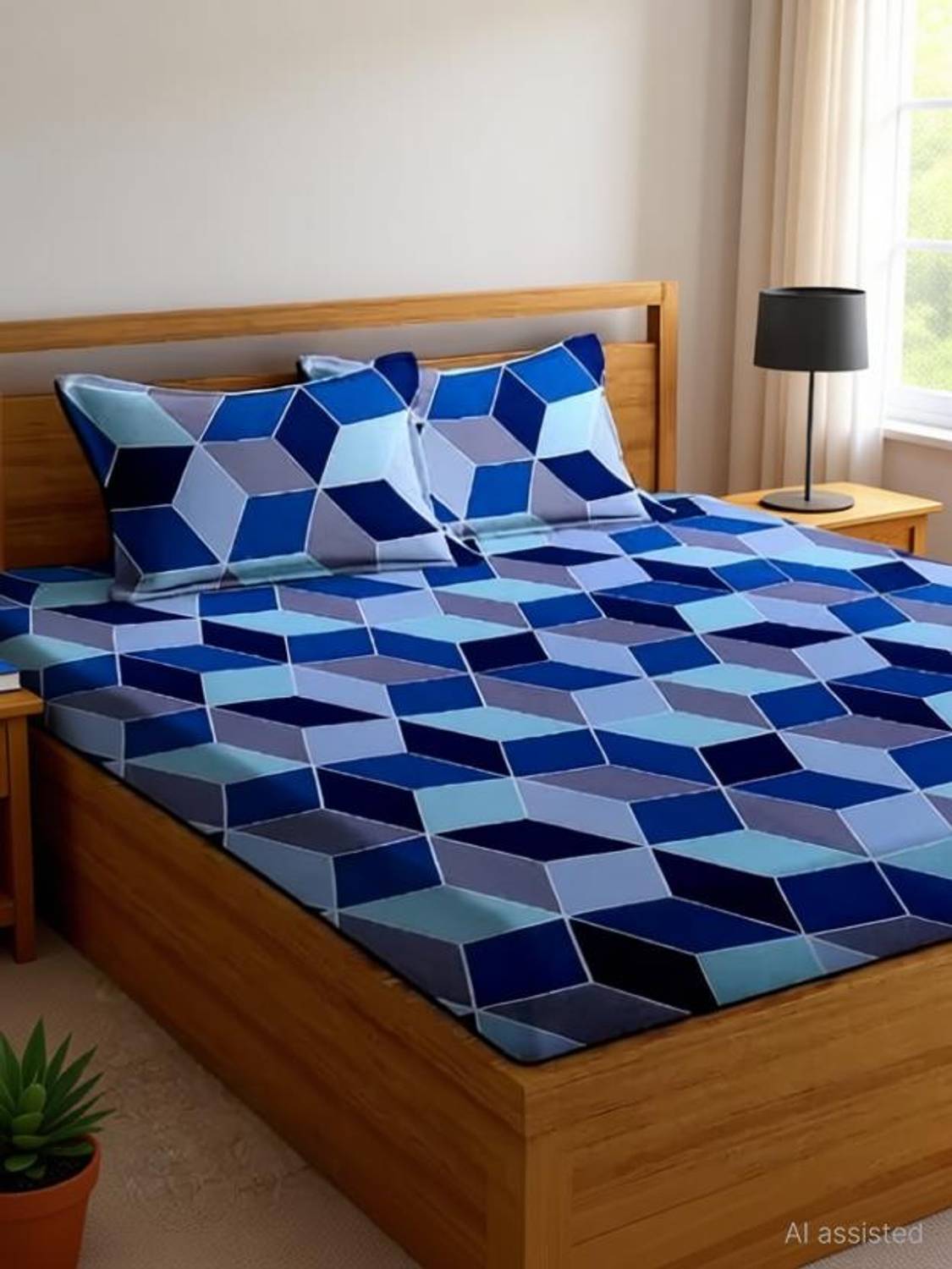 ANIKET Polycotton Double Flat 180 TC Printed 1 Bedsheet with 2 Pillow Covers