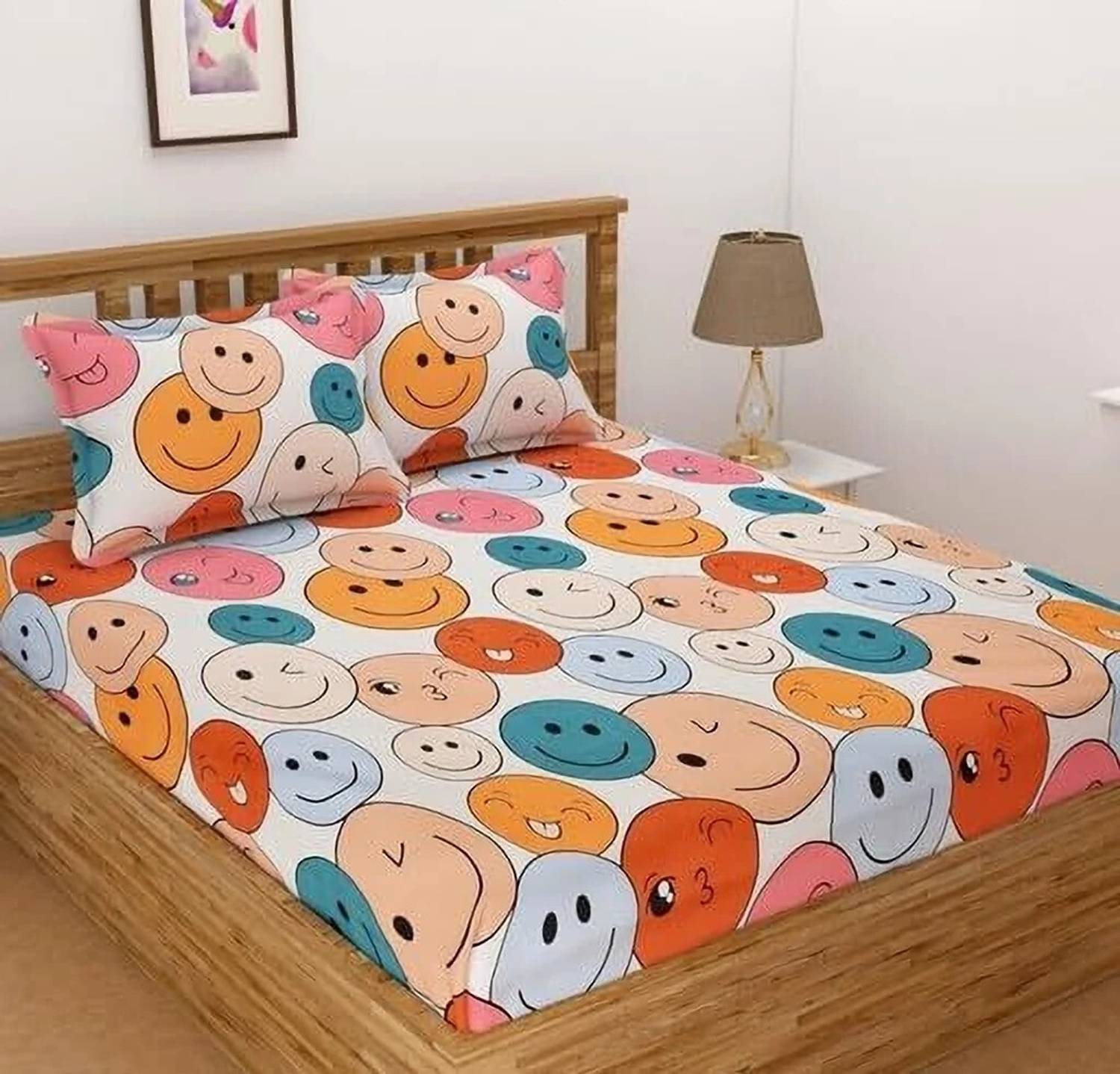 A11 M@LL Microfiber Double Fitted (Elastic) 250 TC Cartoon 1 Bedsheet with 2 Pillow Covers