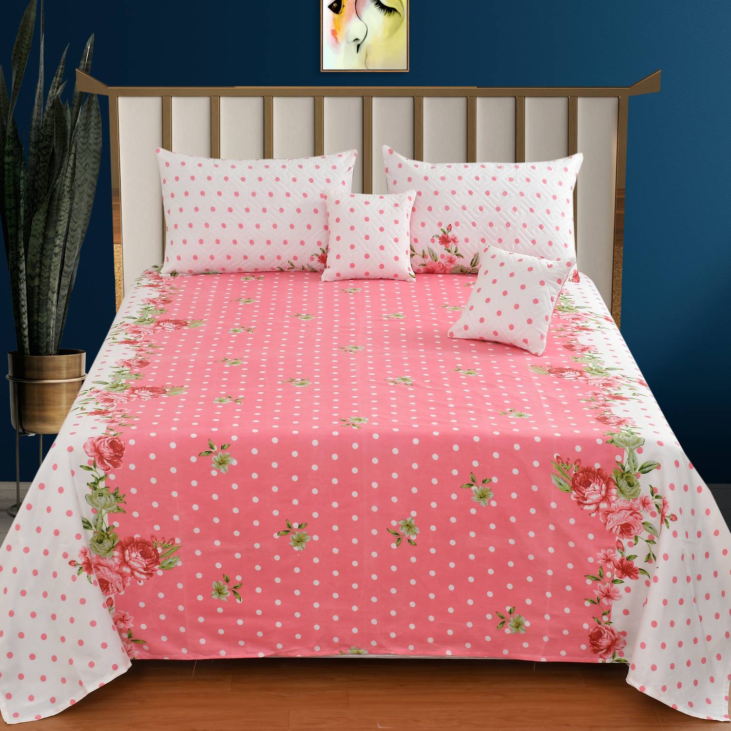 CLOVIS KRAFTS Cotton King Flat 300 TC 7D Digital 1 Bedsheet with
