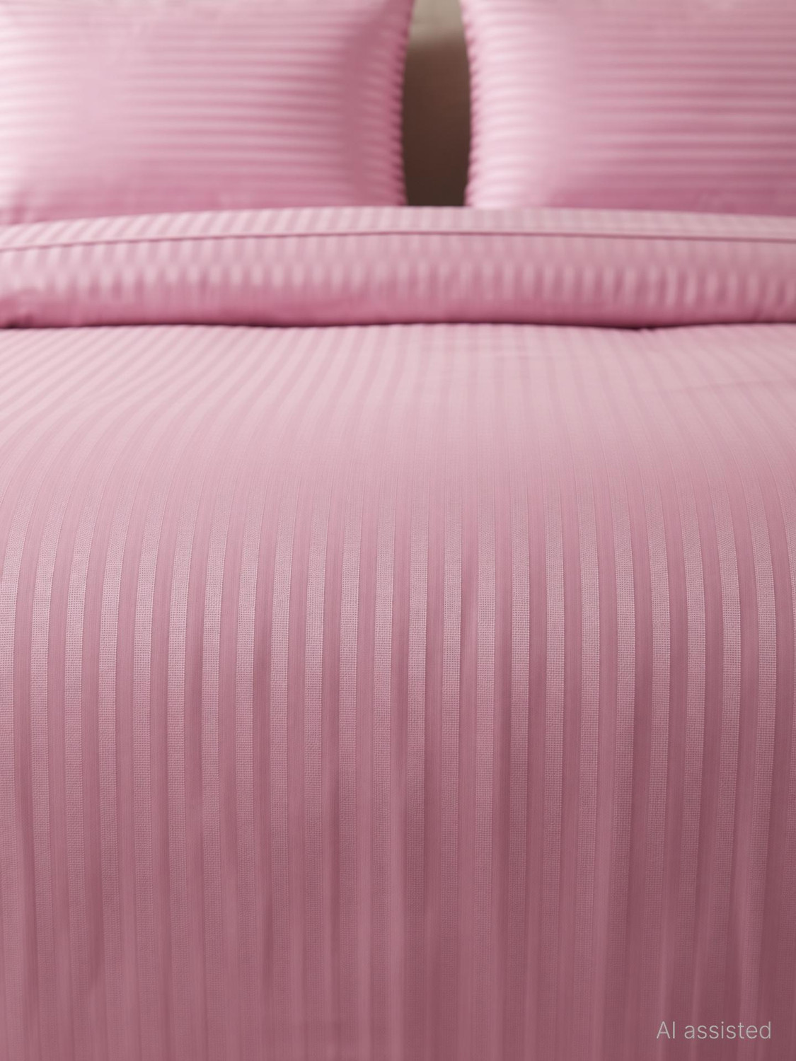Image of Linen & Loom Cotton Blend Super King Flat 200 TC Striped 1 Bedsheet with 2 Pillow Covers