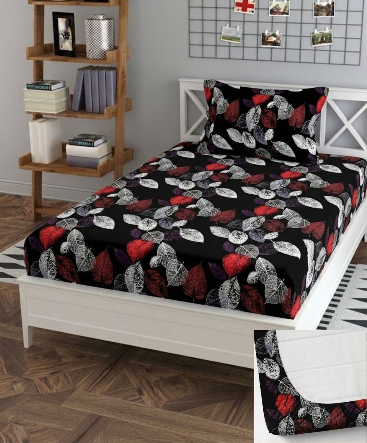BLUEDOT Cotton Single Fitted (Elastic) 200 TC Printed 1 Summer Bedsheet