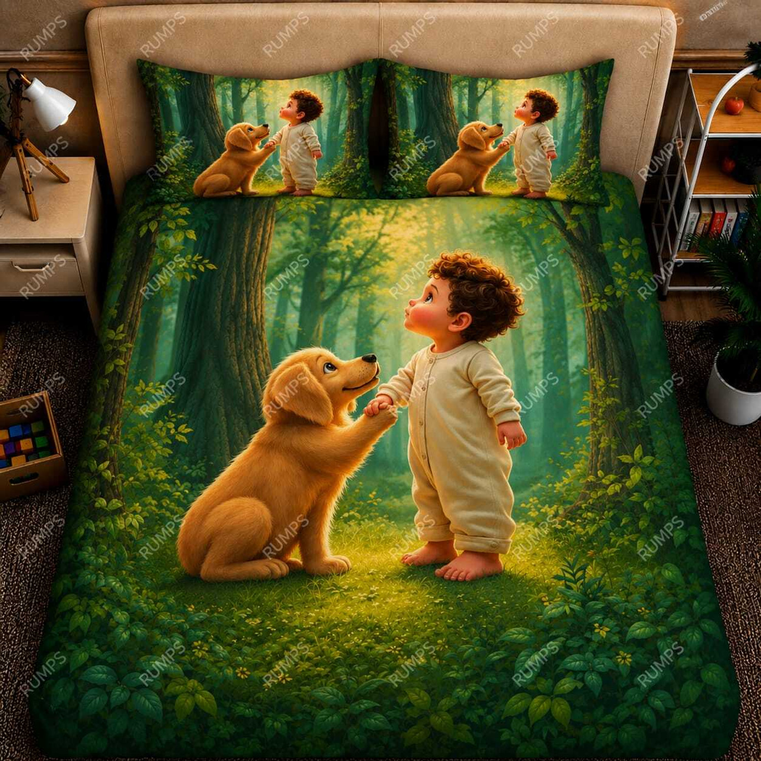 Image of Rumps Cotton Double Flat 450 TC 3D Printed 1 Bedsheet with 2 Pillow Covers