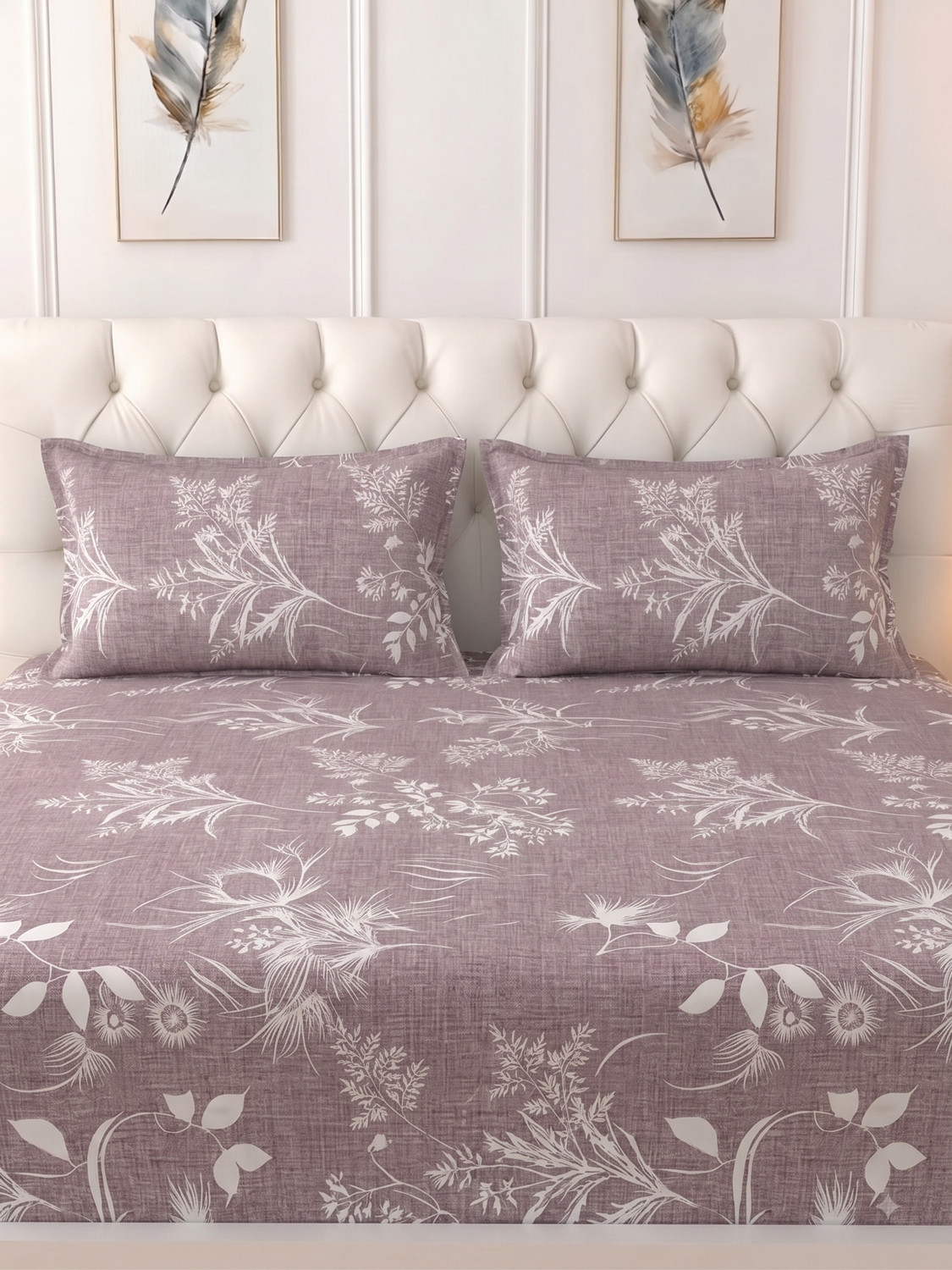 Image of Raymond Home Microfiber Double Flat 110 TC Floral 1 Bedsheet (Multicolor)