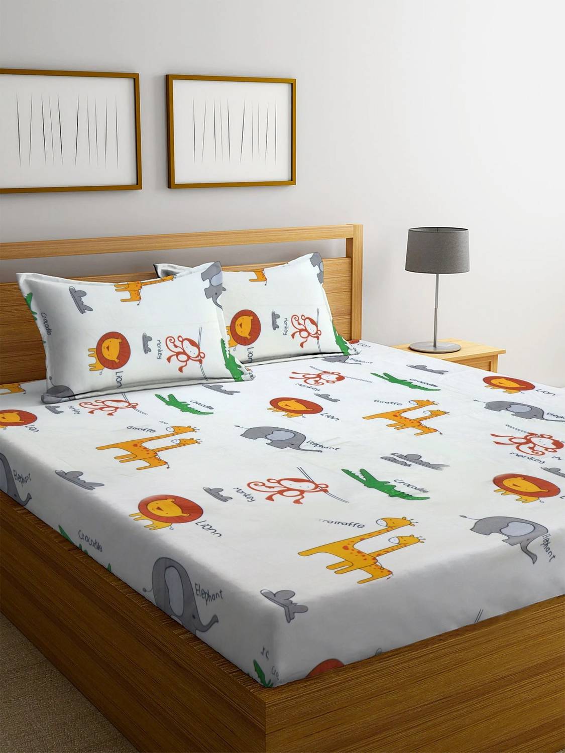BLOSSIE Cotton Double Flat 250 TC Cartoon 1 Bedsheet with 2 Pillow Covers