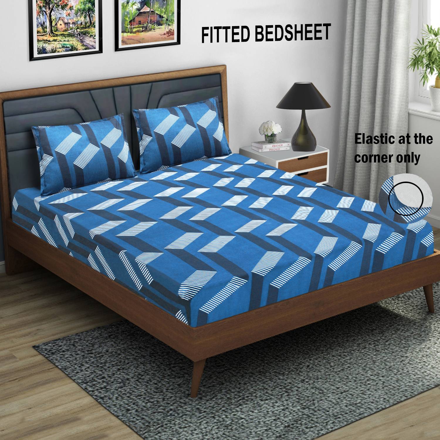 Flipkart SmartBuy Microfiber Double Fitted (Elastic) 144 TC Abstr...mo