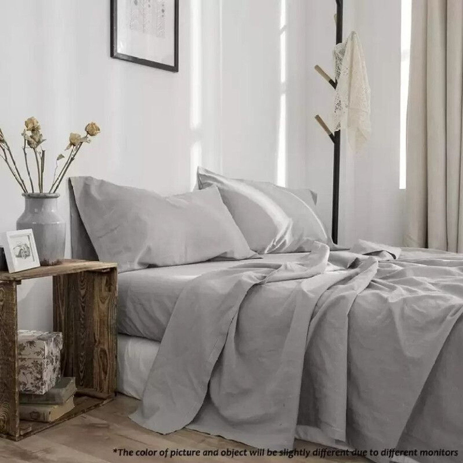 Image of TURIYA Microfiber Single Flat 300 TC Solid 1 Bedsheet with 2 Pillow Covers