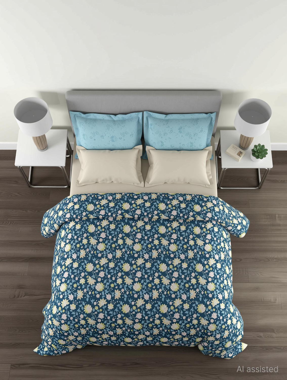 Image of MYTRIDENT Cotton Queen Flat 144 TC Abstract 1 Bedsheet with 2 Pillow Covers