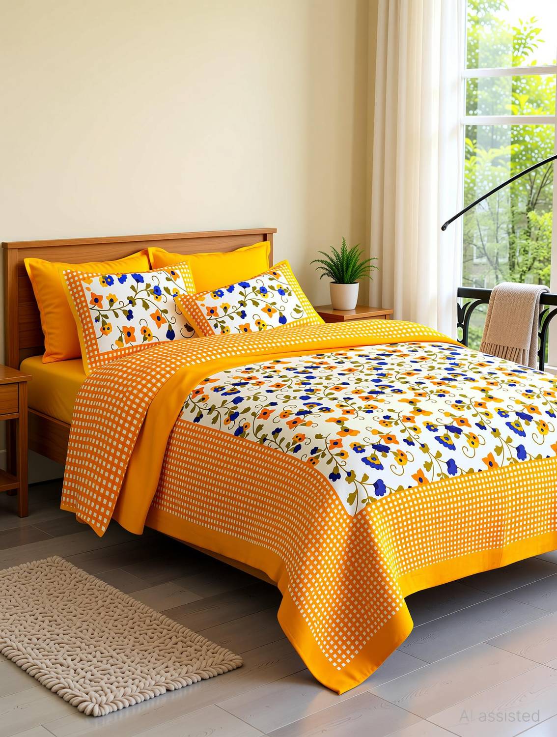 100% cotton bedsheet Cotton Double Flat 160 TC Printed 1 Bedsheet with 2 Pillow Covers