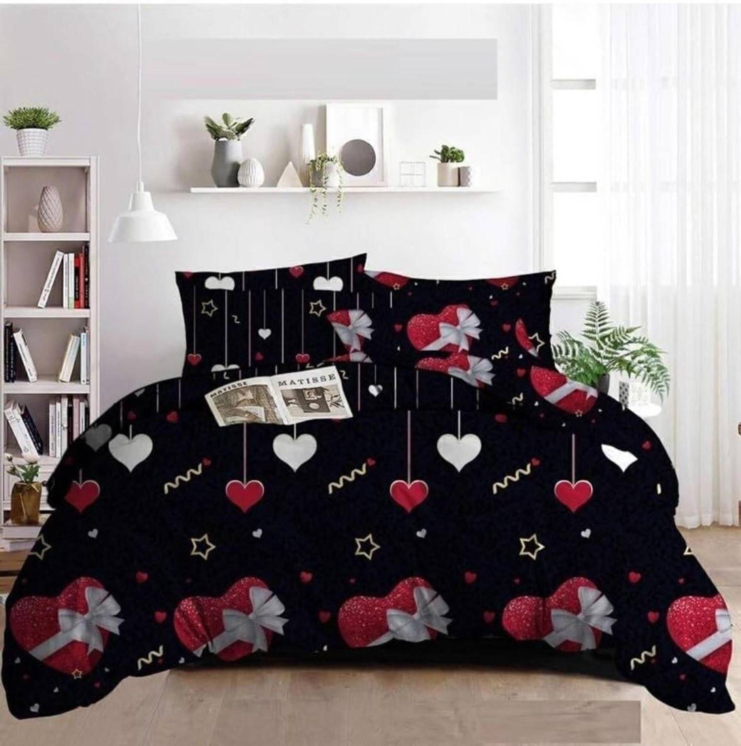 BBSPED Cotton Double Flat 144 TC Printed 1 Bedsheet with 2 Pillow Covers