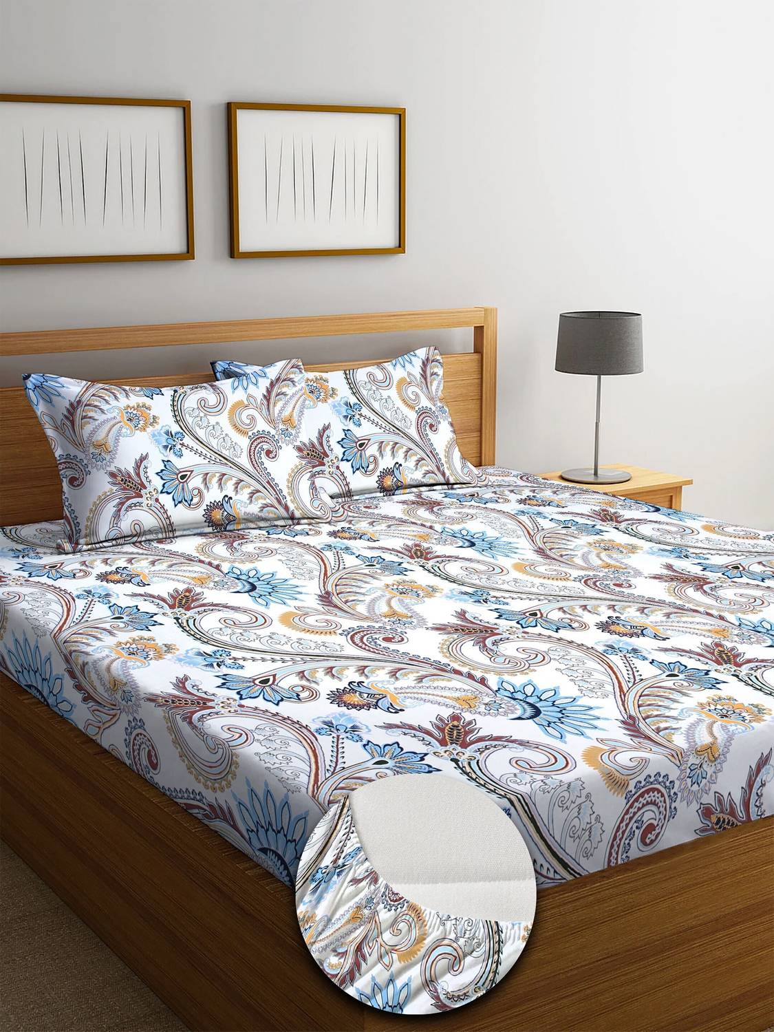KURRY HOME FURNISHING Microfiber Double Fitted (Elastic) 250 TC F