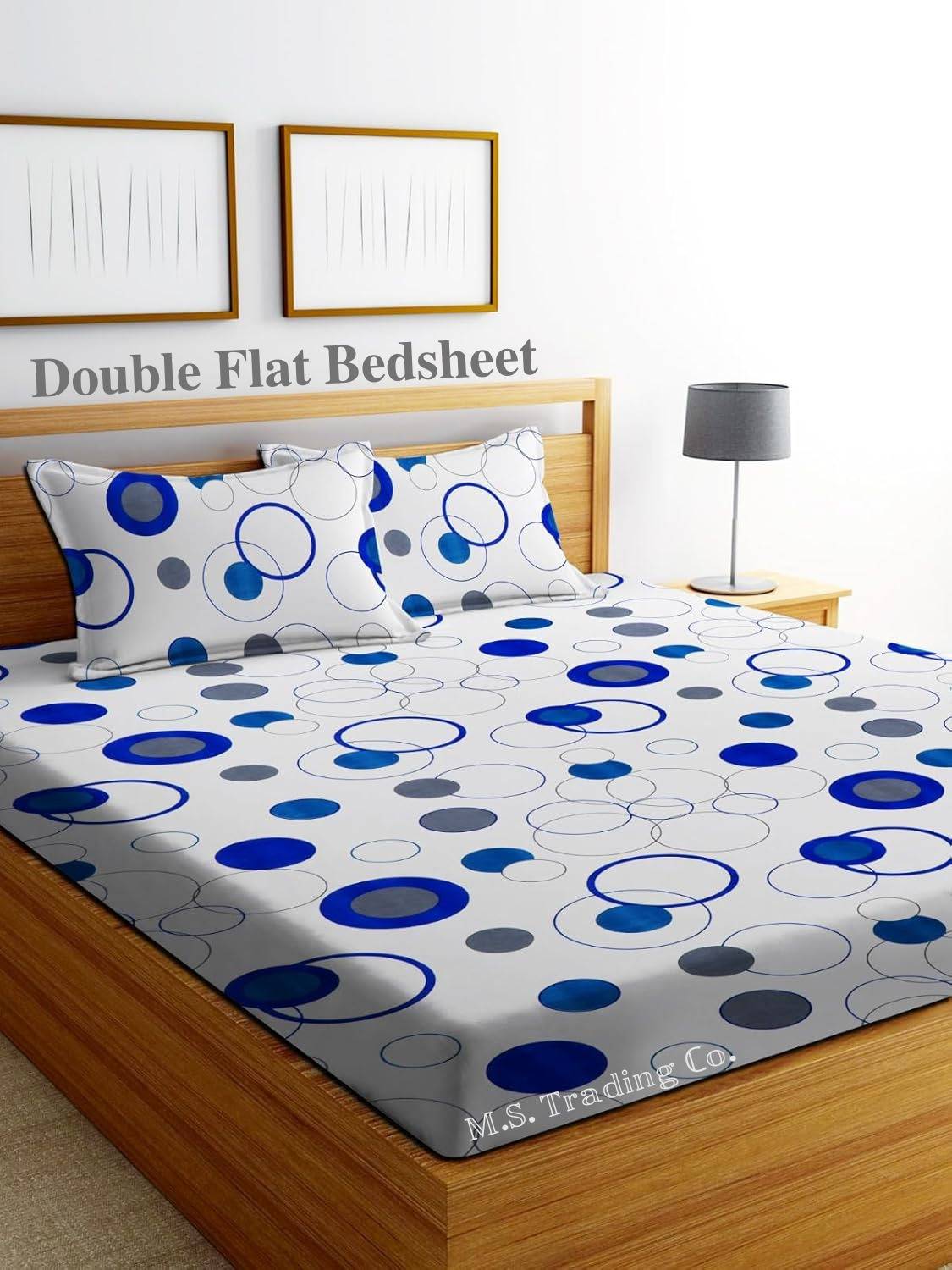 M.S. Trading Co. Cotton Double Flat 144 TC Printed 1 Bedsheet wit