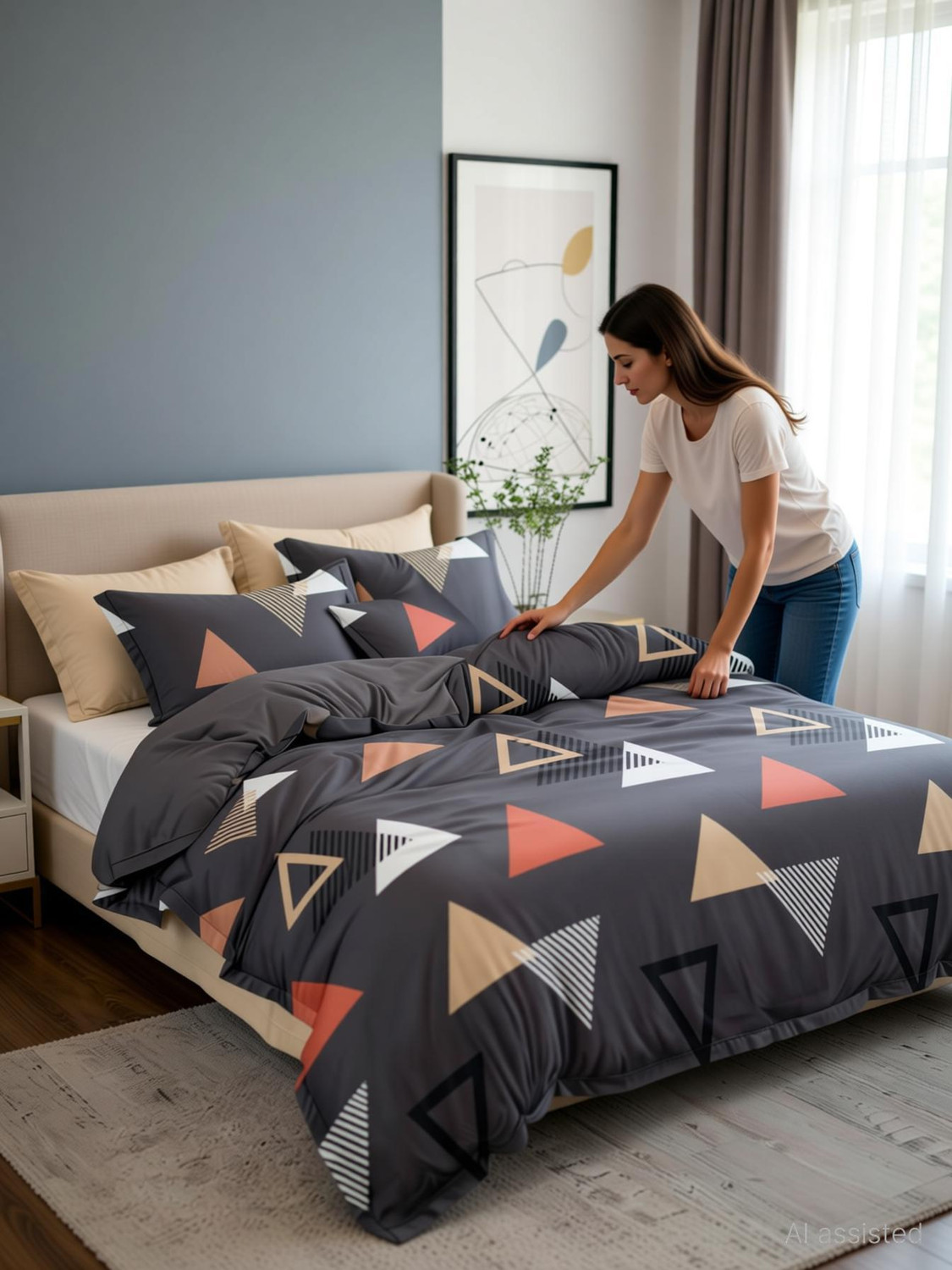 Image of CHHILAKIYA Cotton King Flat 152 TC Checkered 2 Bedsheets with 4 Pillow Covers