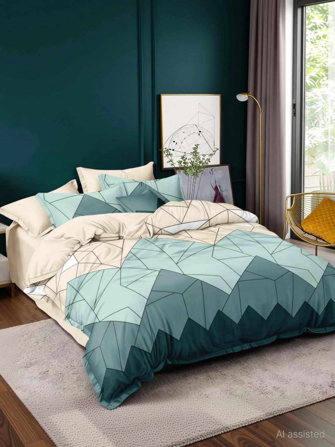Image of CHHILAKIYA Cotton King Flat 152 TC Checkered 2 Bedsheets with 4 Pillow Covers