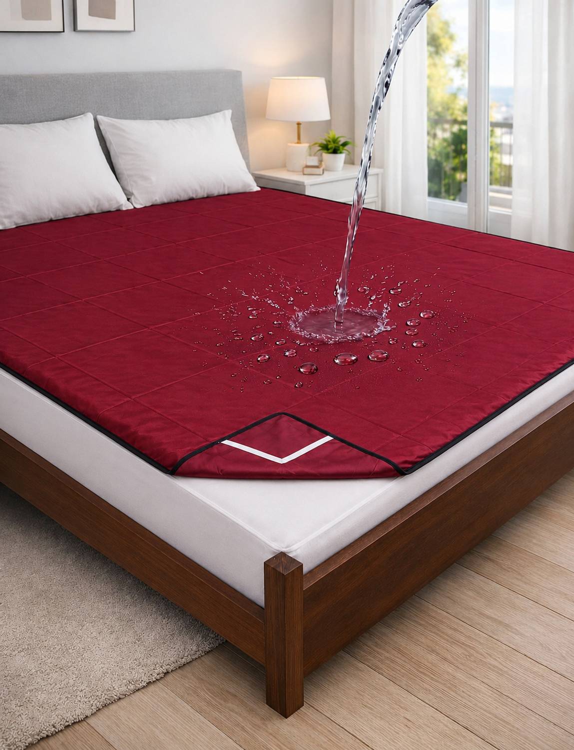 AMMEV PVC Double Fitted (Elastic) 120 TC Solid 1 Bedsheet