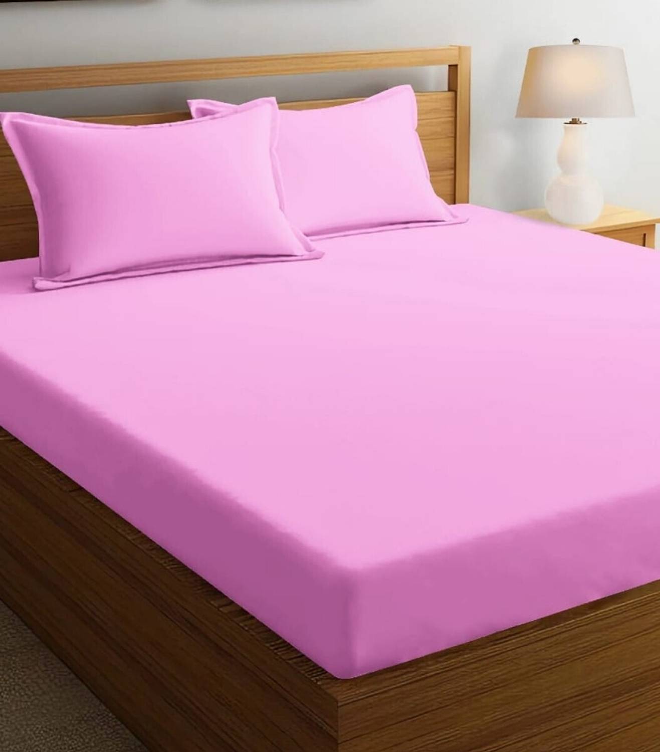 BELVOSTUM Microfiber Double Flat 180 TC Solid 1 Bedsheet with 2 P