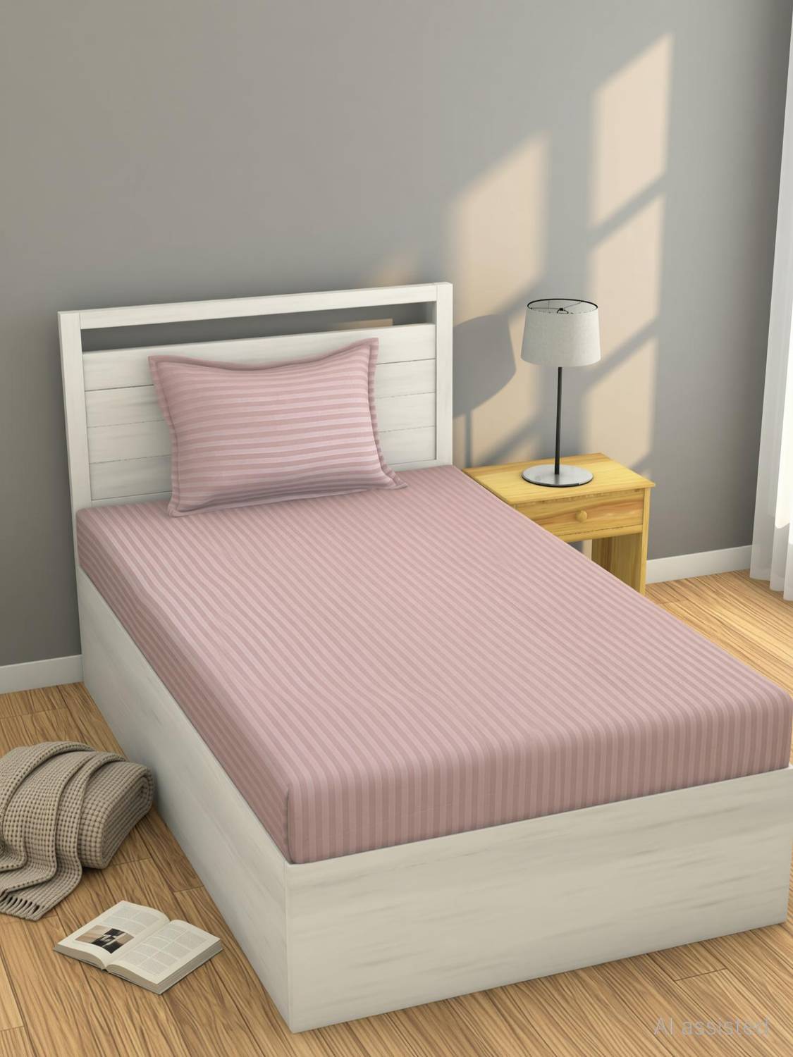 BROMWICK Microfiber Single Flat 144 TC Solid 1 Bedsheet with 2 Pillow Covers