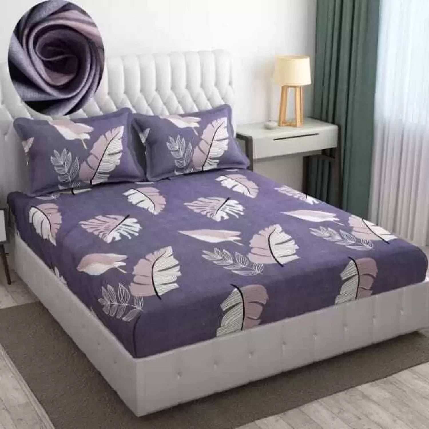 A11 M@LL Microfiber King Fitted (Elastic) 220 TC Floral 1 Bedsheet with 2 Pillow Covers