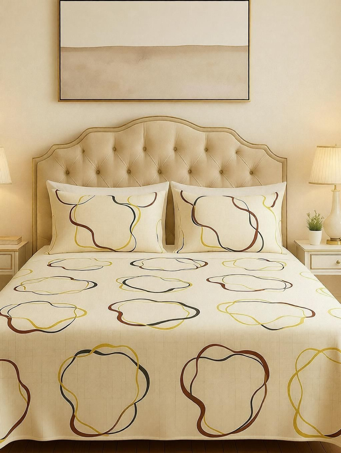 Image of ELEGANT WEAVERS Microfiber Double Flat 144 TC Printed 1 Bedsheet with 2 Pillow Covers