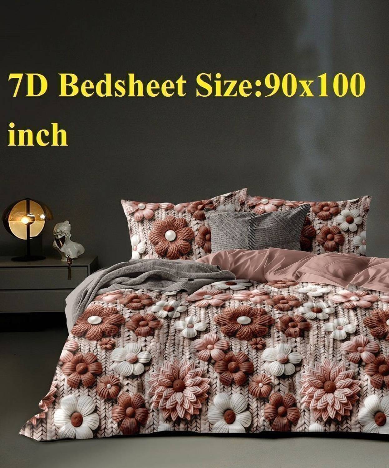 Laying Style Cotton King Flat 240 TC Floral 1 Bedsheet with 2 Pil