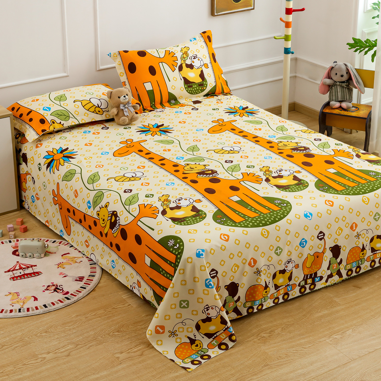 Image of Story@home Microfiber Double Flat 180 TC Printed 1 Summer Bedsheet with 2 Pillow Covers
