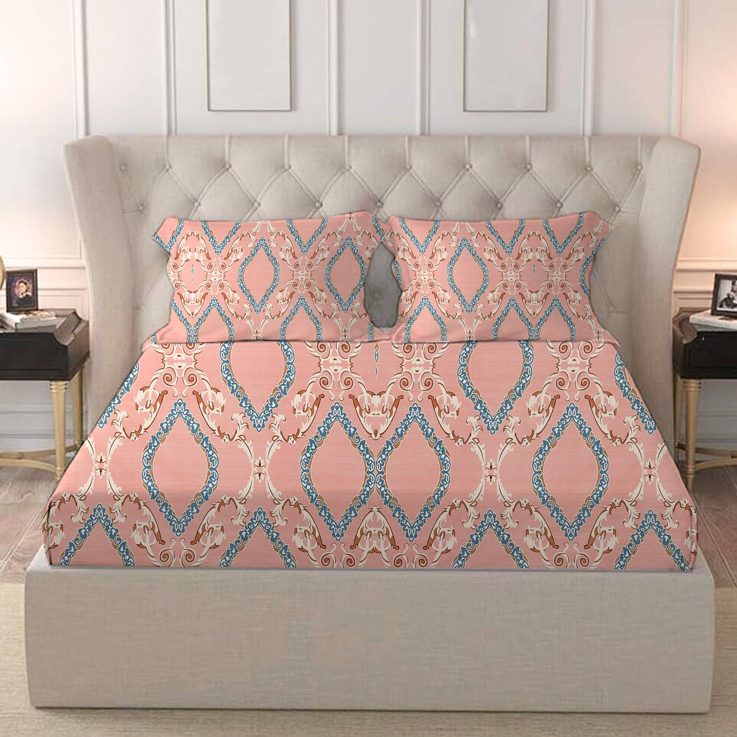 BROMWICK Cotton Double Fitted (Elastic) 251 TC 3D Printed 1 Bedsh