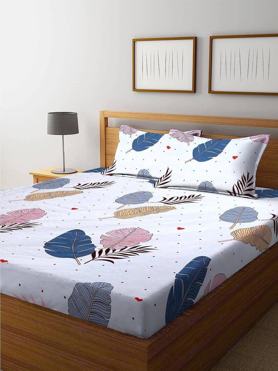 Decent Home Cotton Double Fitted (Elastic) 240 TC Floral 1 Bedshe