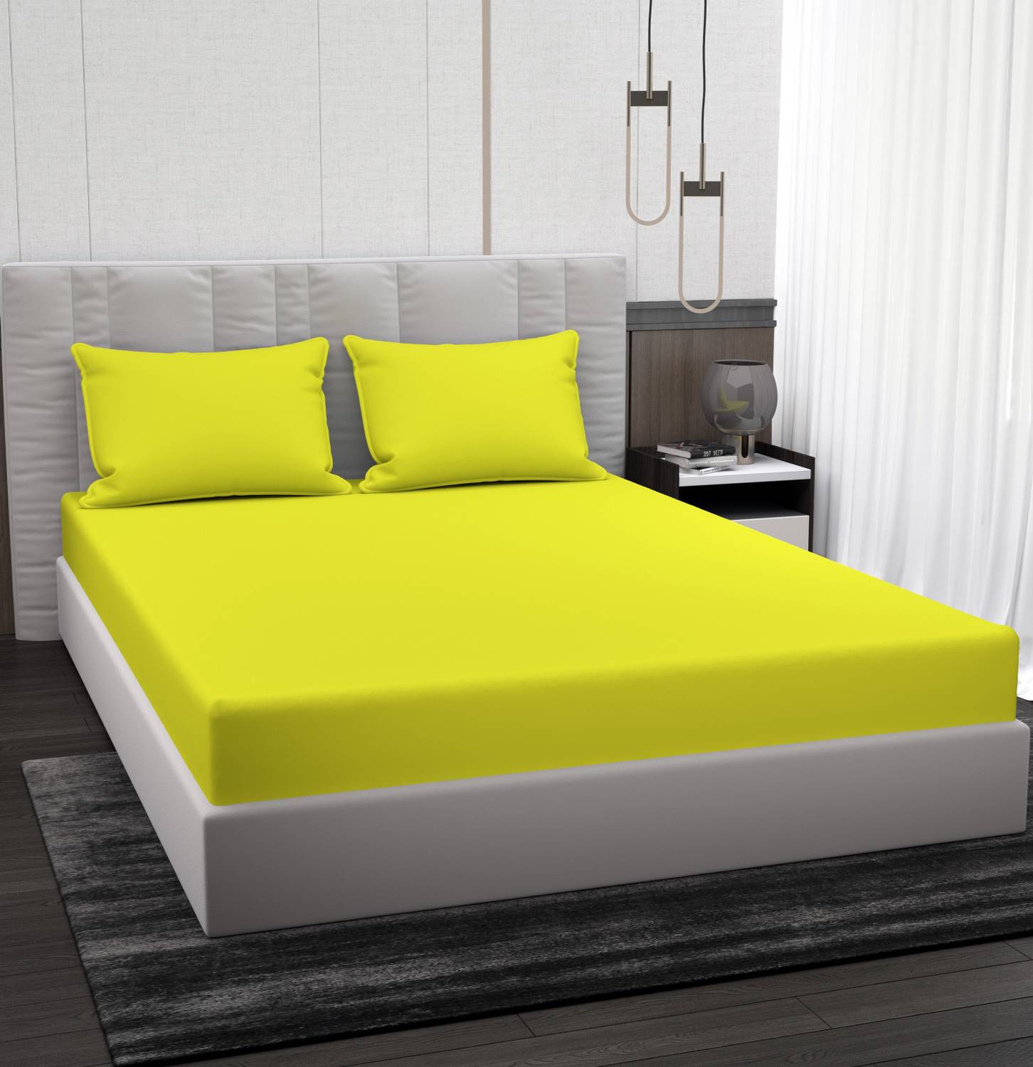 BROMWICK Microfiber Double Flat 220 TC Solid 1 Bedsheet with 2 Pi