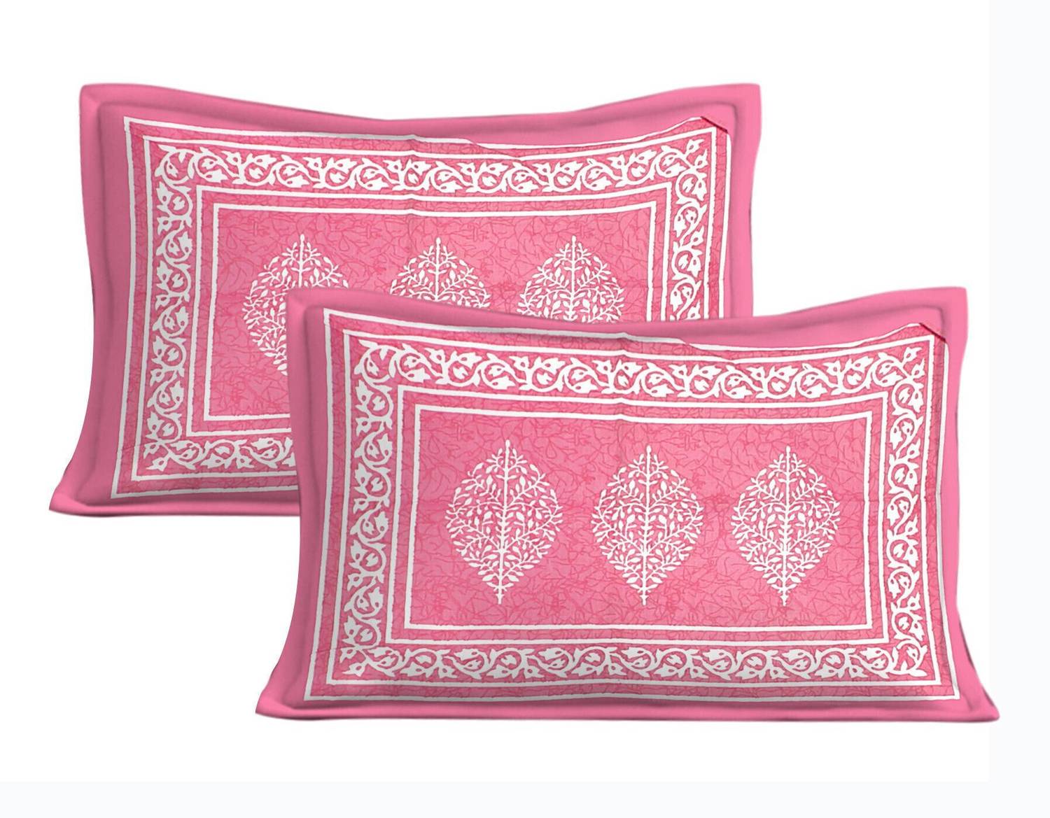 Leo Cotton Double Flat 144 TC Jaipuri Prints Bedsheet with 2 Pillow - Image 5