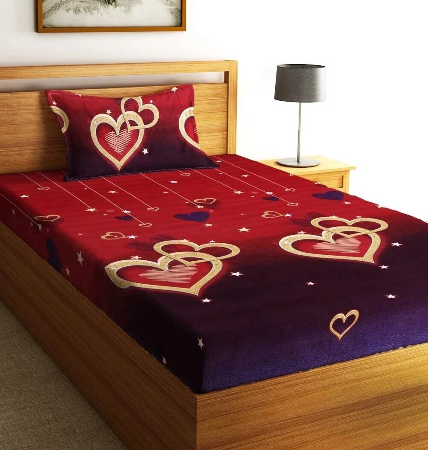 Fashion String Microfiber Single Flat 144 TC Printed 1 Bedsheet w