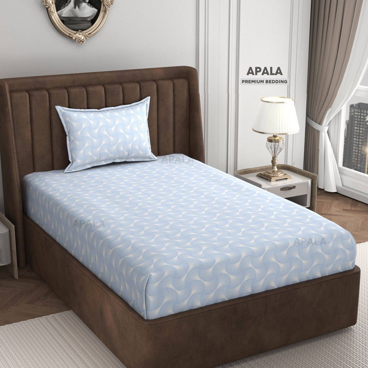 Apala Microfiber Single Flat 280 TC Self Design 1 Bedsheet with 2 Pillow Covers