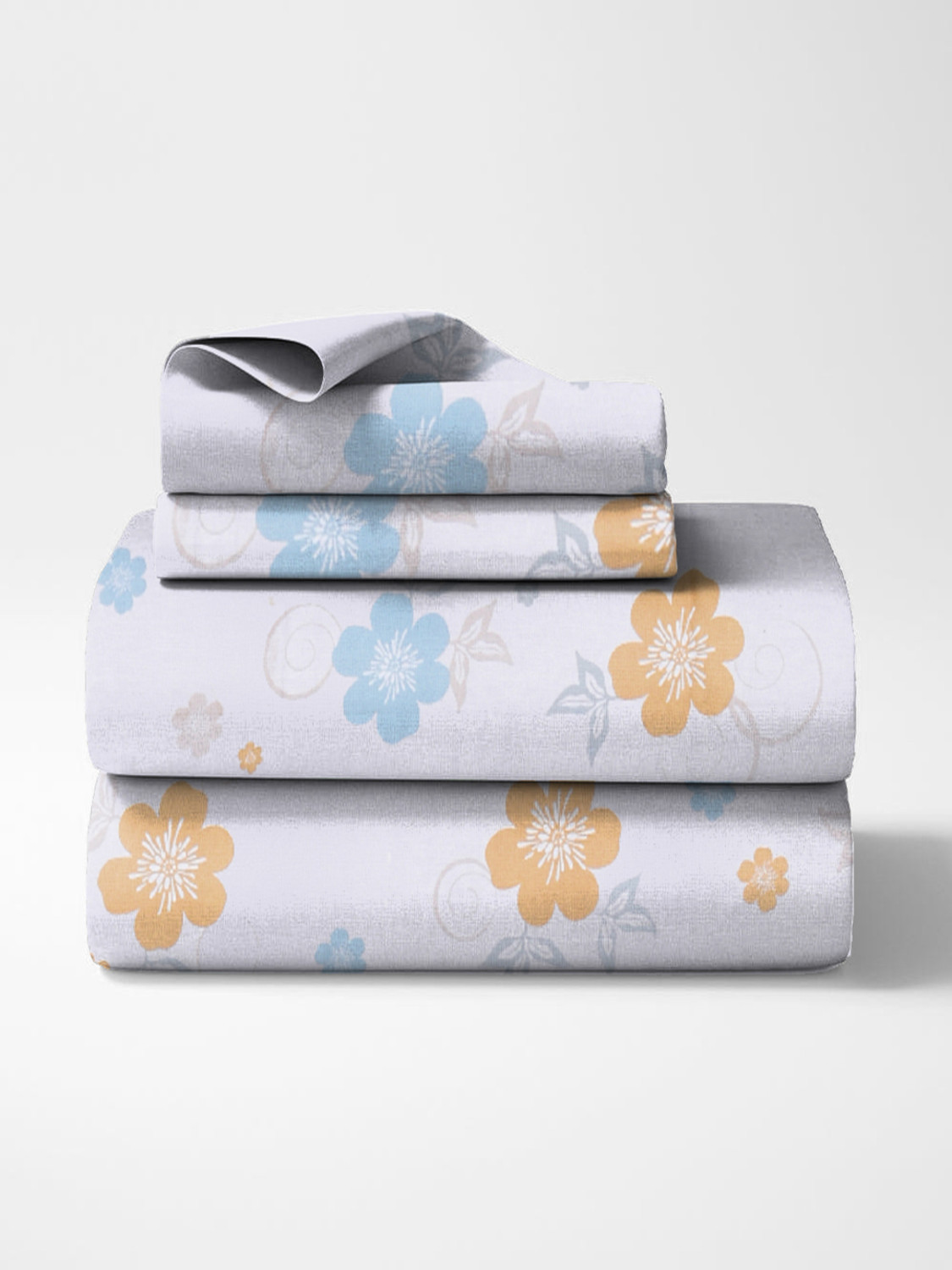 Image of Flipkart SmartBuy Cotton King Flat 144 TC Printed 1 Bedsheet with 2 Pillow Covers